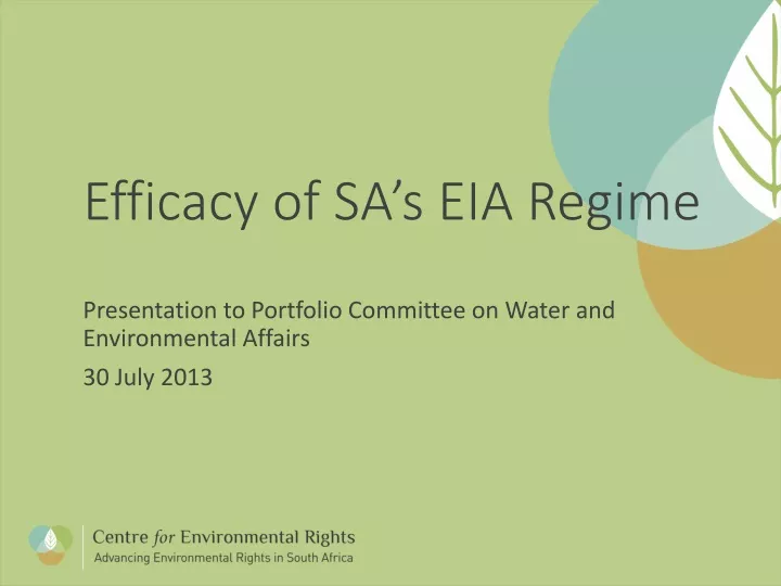 efficacy of sa s eia regime