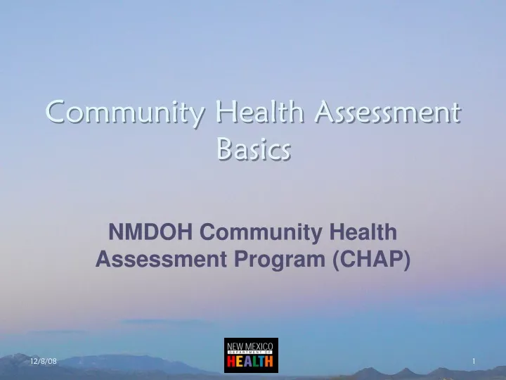 community health assessment basics