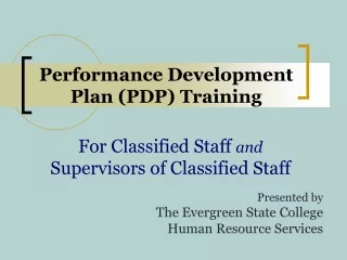 Performance Development Plan (PDP) Training