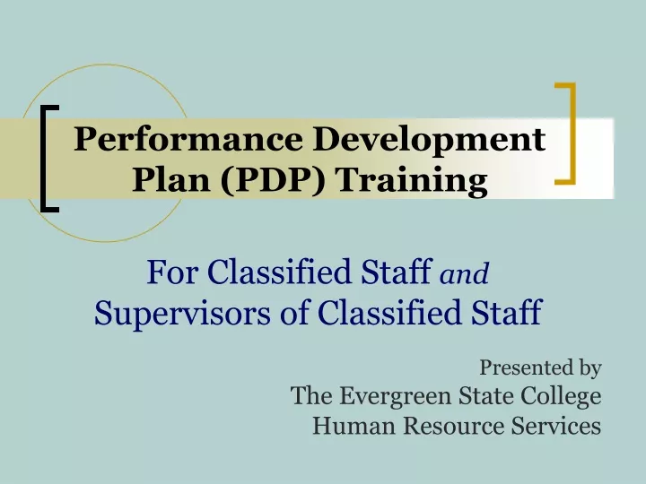 performance development plan pdp training