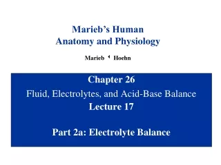 Chapter 26 Fluid, Electrolytes, and Acid-Base Balance Lecture 17 Part 2a: Electrolyte Balance