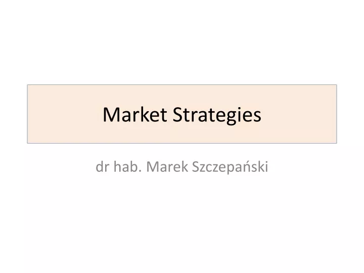 market strategies