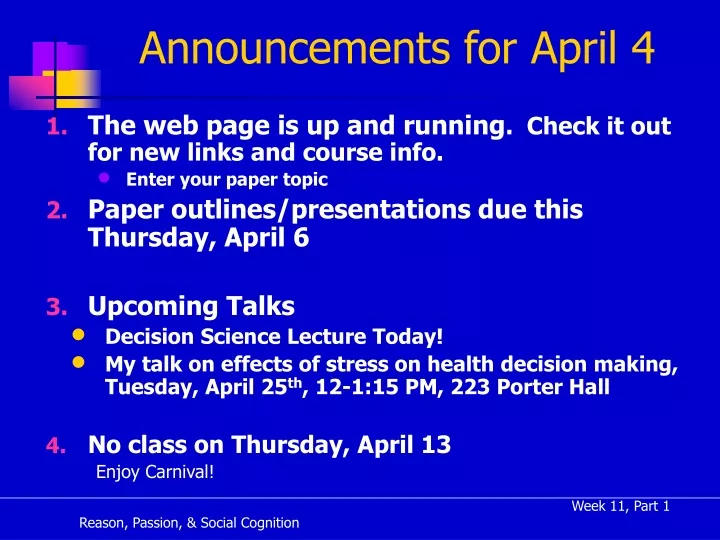 announcements for april 4