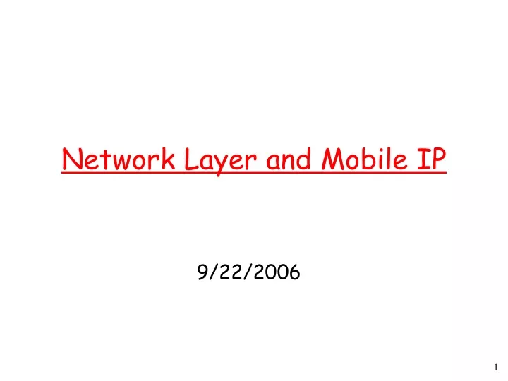 network layer and mobile ip