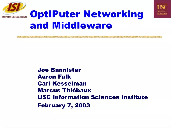 optiputer networking and middleware