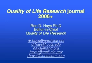 Quality of Life Research  journal 2006+