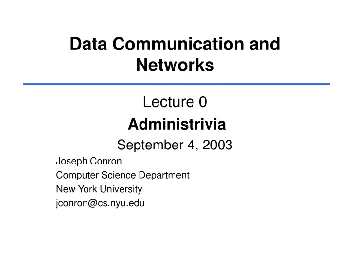 data communication and networks