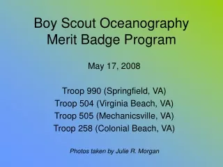 Boy Scout Oceanography Merit Badge Program