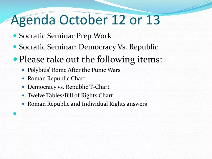 agenda october 12 or 13