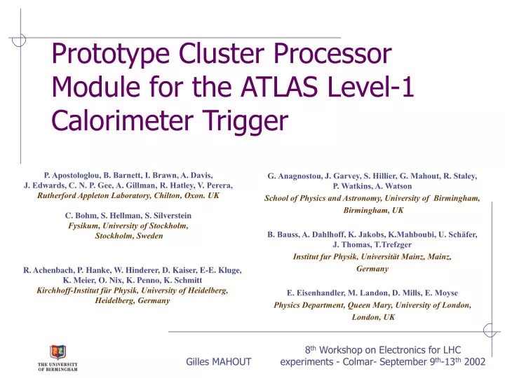 prototype cluster processor module for the atlas level 1 calorimeter trigger