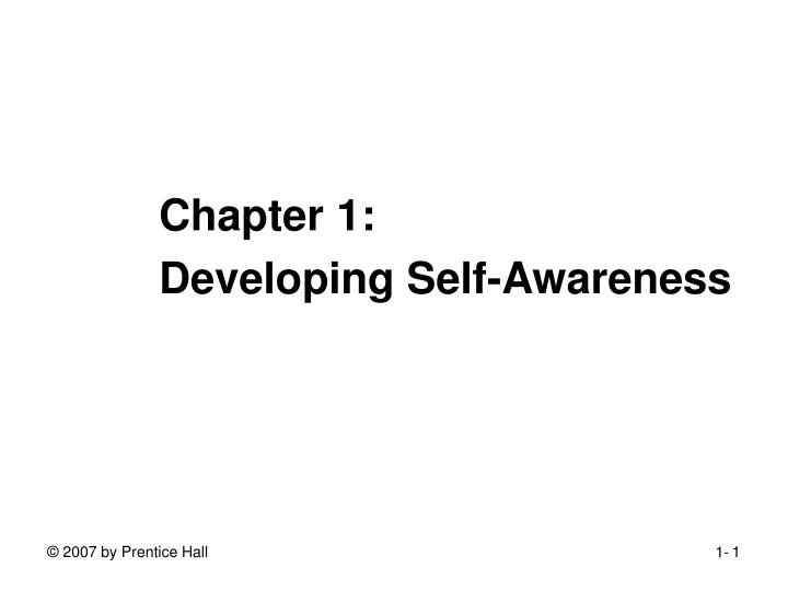 chapter 1 developing self awareness