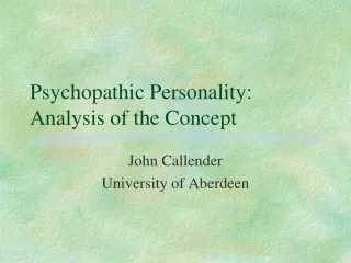 Psychopathic Personality: Analysis of the Concept