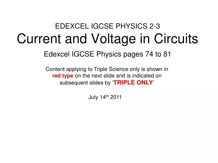 edexcel igcse physics 2 3 current and voltage in circuits