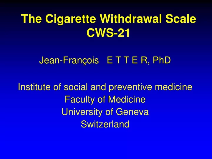 the cigarette withdrawal scale cws 21