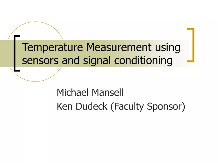 temperature measurement using sensors and signal conditioning