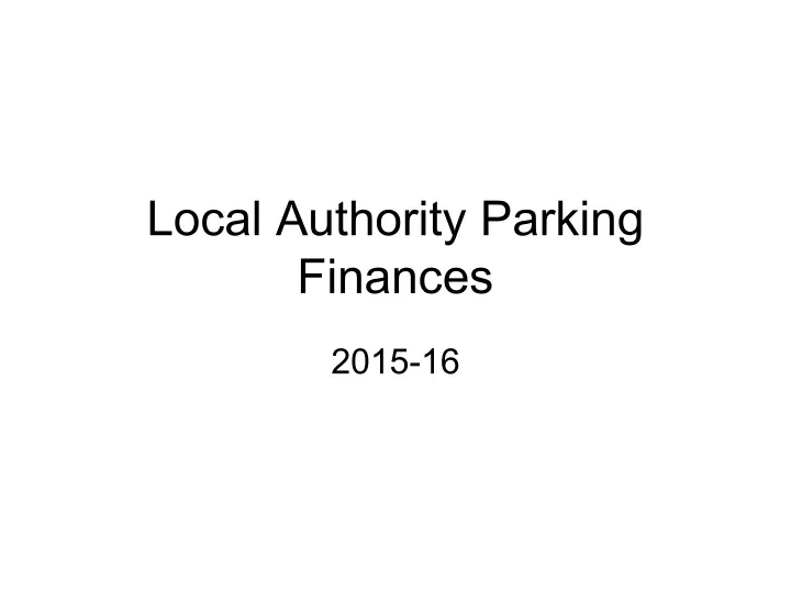 local authority parking finances
