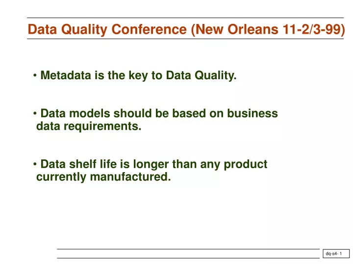 data quality conference new orleans 11 2 3 99