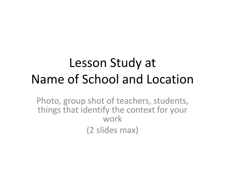 lesson study at name of school and location