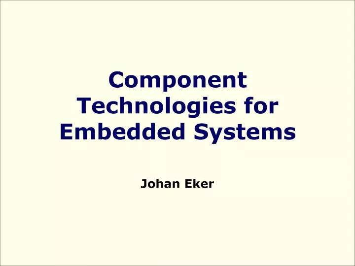 component technologies for embedded systems