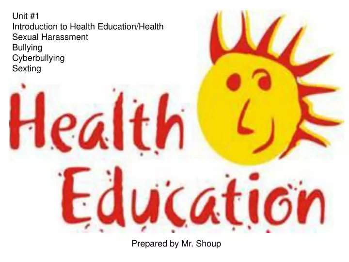 unit 1 introduction to health education health