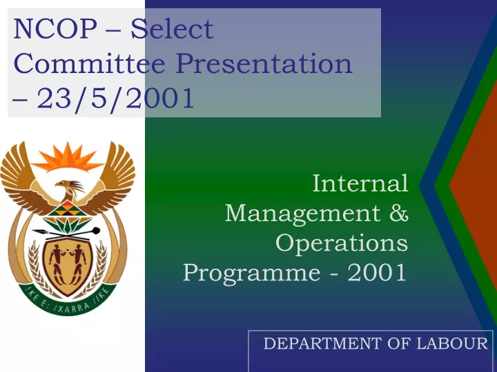 ncop select committee presentation 23 5 2001