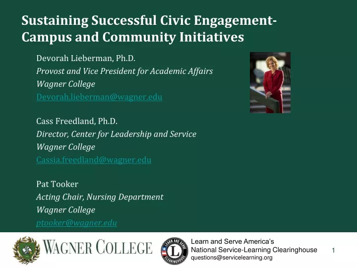 sustaining successful civic engagement campus