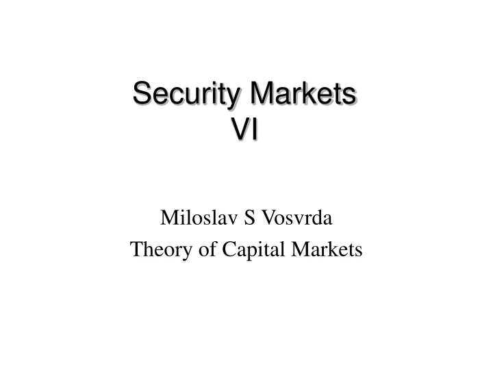security markets vi
