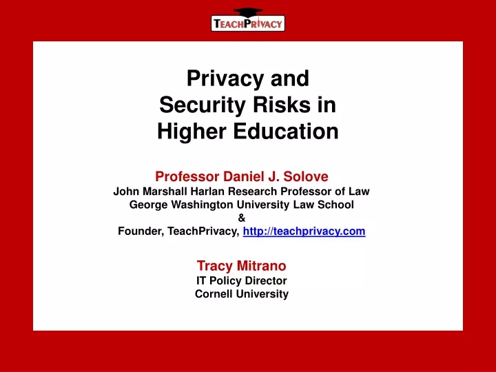 privacy and security risks in higher education