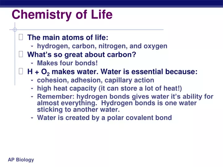 chemistry of life