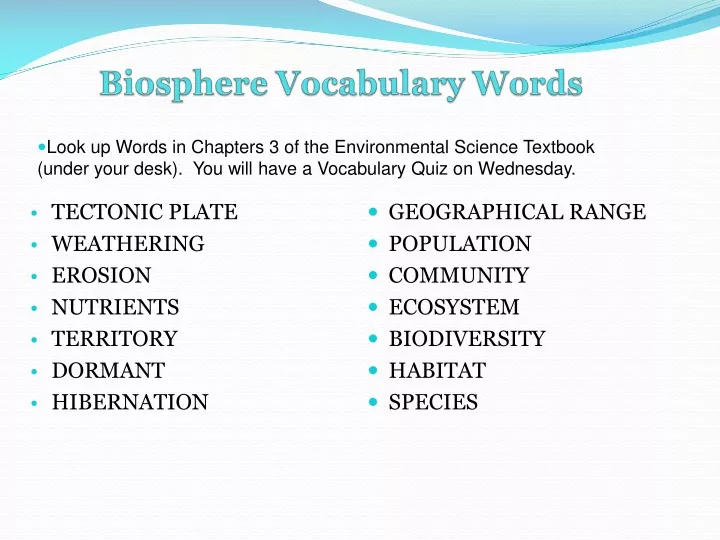 biosphere vocabulary words
