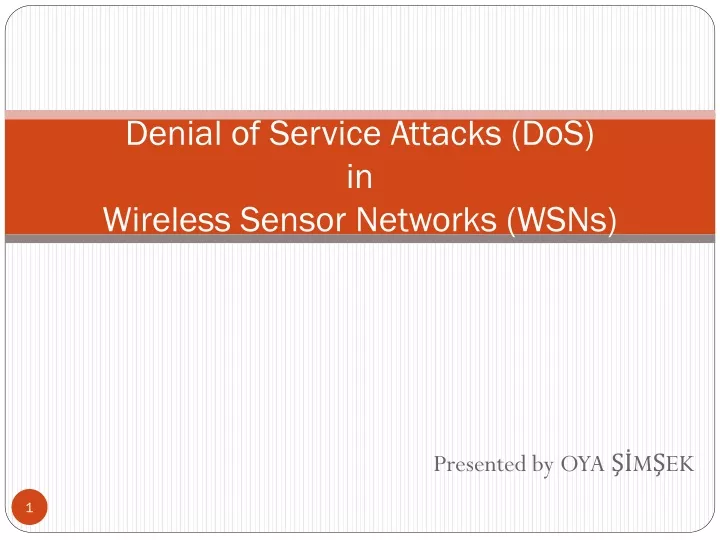 denial of service attacks dos in wireless sensor networks wsns