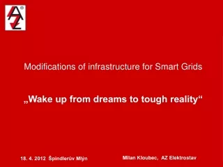 Modifications of infrastructure for Smart Grids „Wake up from dreams to tough reality“