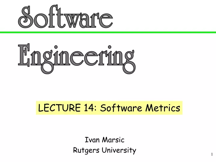 lecture 14 software metrics
