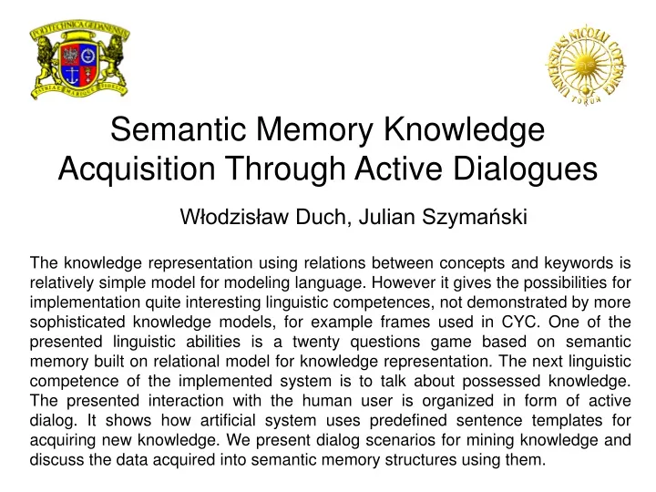 semantic memory knowledge acquisition through active dialogues