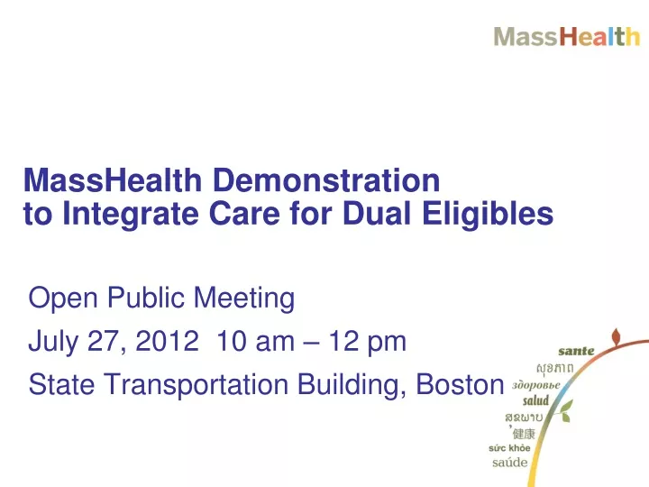 masshealth demonstration to integrate care for dual eligibles