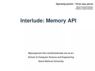 Interlude: Memory API