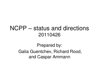 NCPP – status and directions 20110426