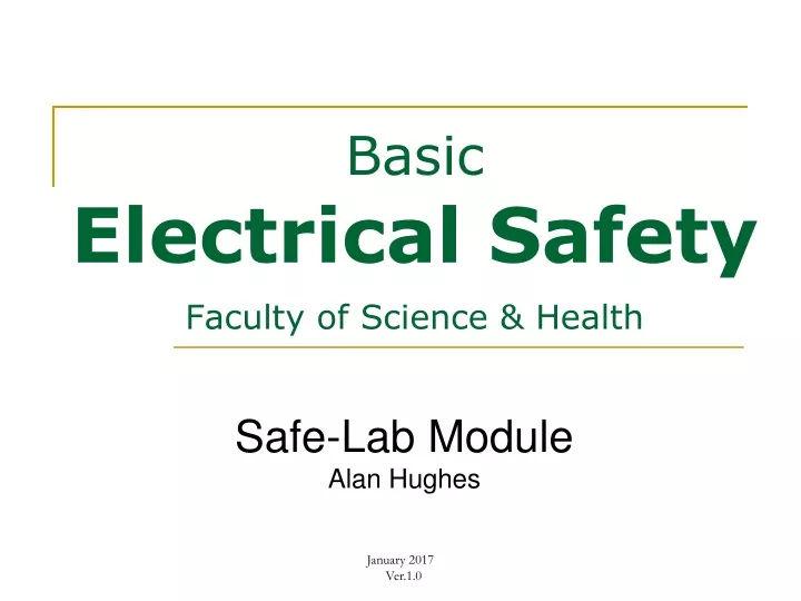 basic electrical safety faculty of science health