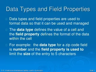 Data Types and Field Properties