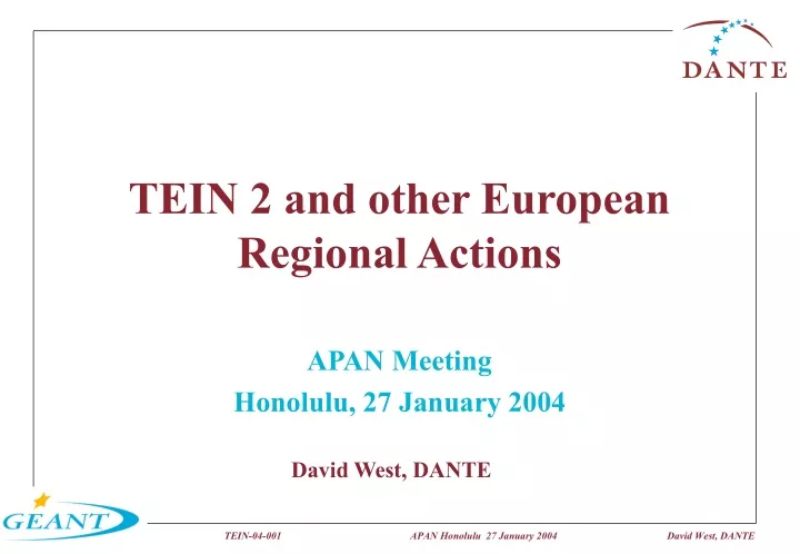 tein 2 and other european regional actions