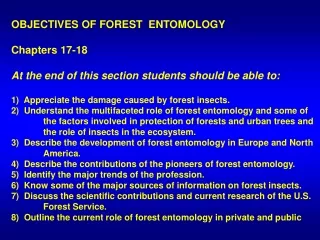 OBJECTIVES OF FOREST  ENTOMOLOGY  Chapters 17-18