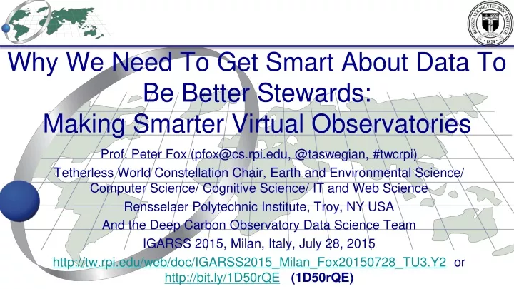 why we need to get smart about data to be better stewards making smarter virtual observatories