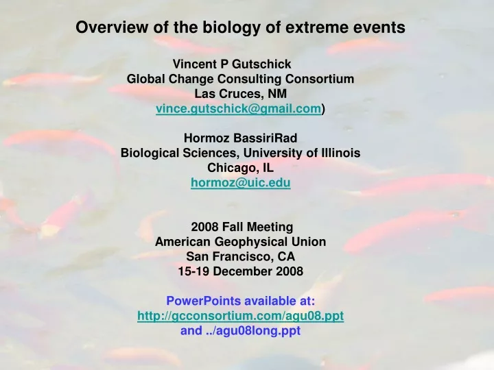 overview of the biology of extreme events vincent