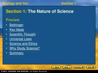 Section 1:  The Nature of Science