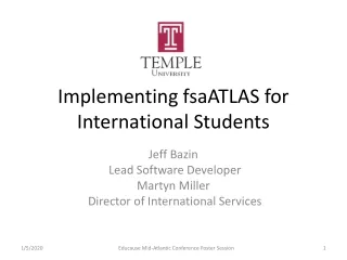 Implementing fsaATLAS for International Students