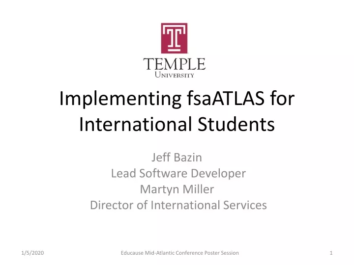 implementing fsaatlas for international students
