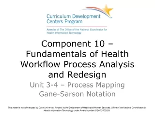 Component 10 – Fundamentals of Health Workflow Process Analysis and Redesign