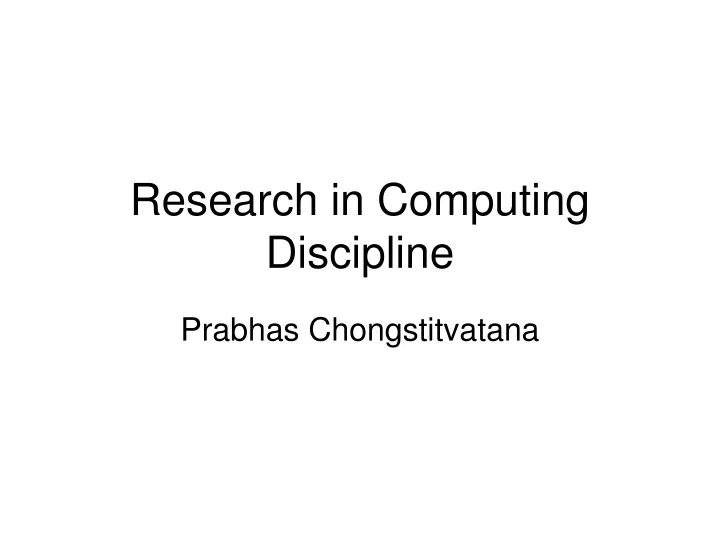 research in computing discipline