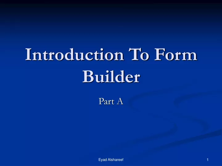 introduction to form builder