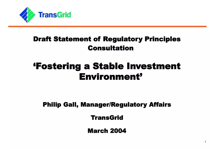 draft statement of regulatory principles